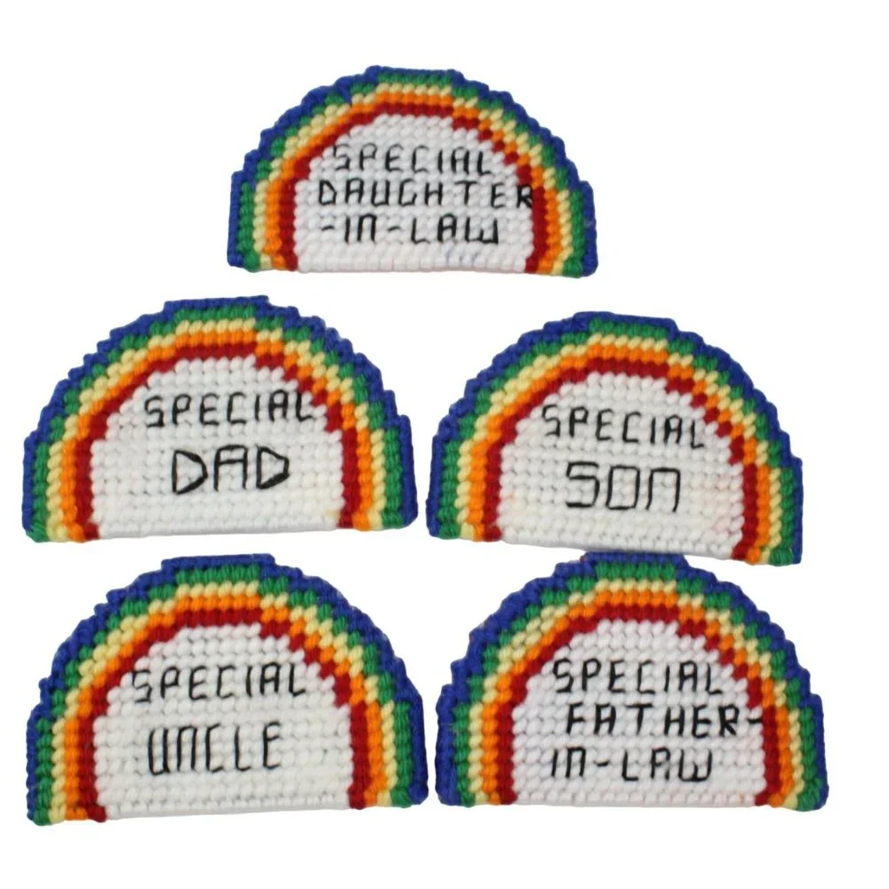 Handmade Stitched Plastic Canvas Rainbow Gay Pride Type Of People Fridge Magnets - Picture 4 of 7